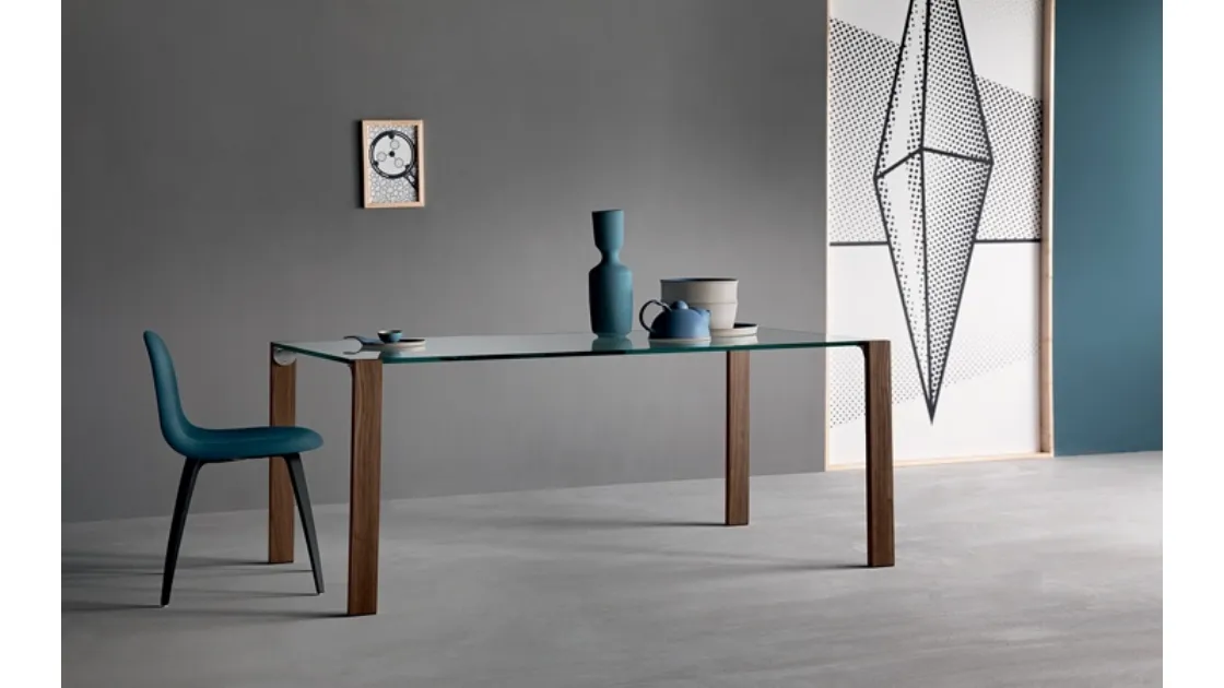 Tavolo Livingstand con top in vetro di Tonelli